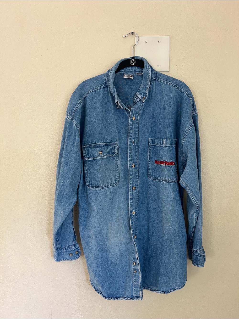 Vintage-Style Looney Tunes Light Blue Denim Shirt